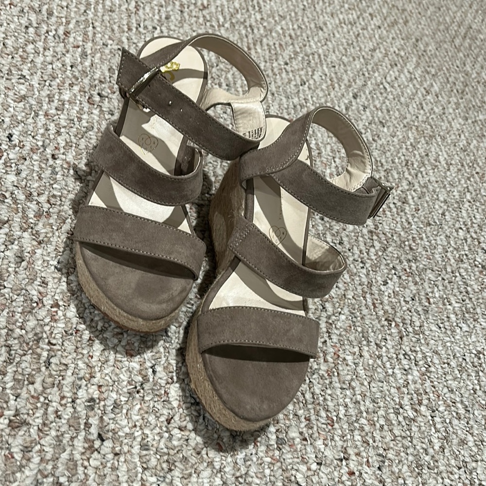 BC Footwear Born in California Vegan Wedge Suede Heels